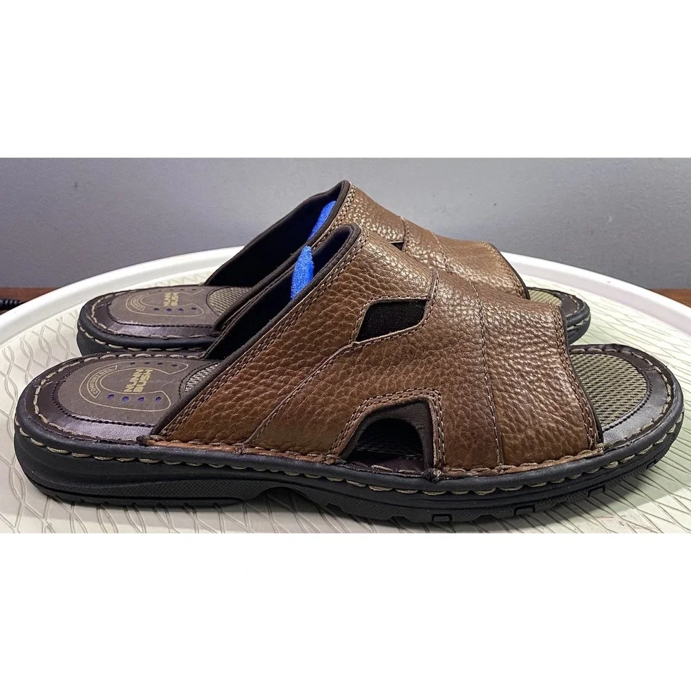 Nunn Bush Mens Genuine Leather‎ Brown Slip-on Open Toe Sandals Sz. 10 EUC